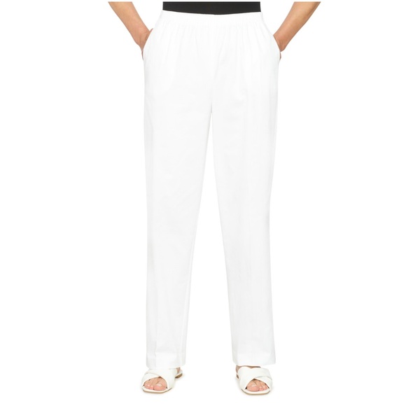 ALFRED DUNNER White Elasticized Waist High Rise Pants 16 NWOT - Picture 1 of 8